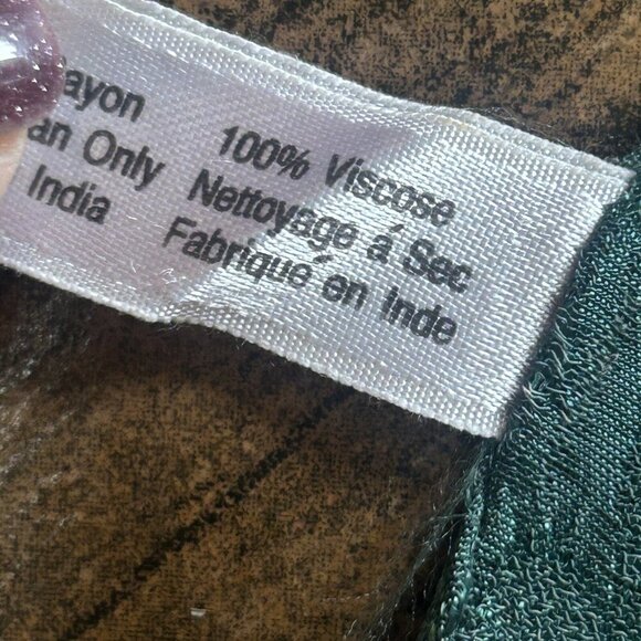 Zazou Green Floral Grapes Rectangular Viscose Scarf - Picture 4 of 8